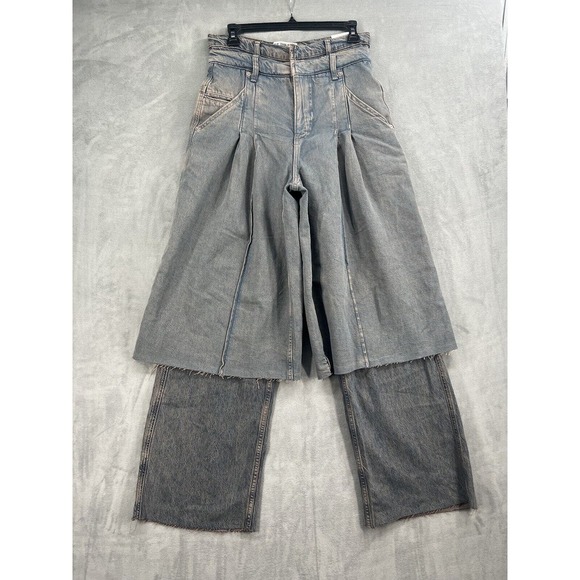 New Free People We The Free Nocturne Double Hem Trouser Jeans Size 25 - Picture 1 of 13
